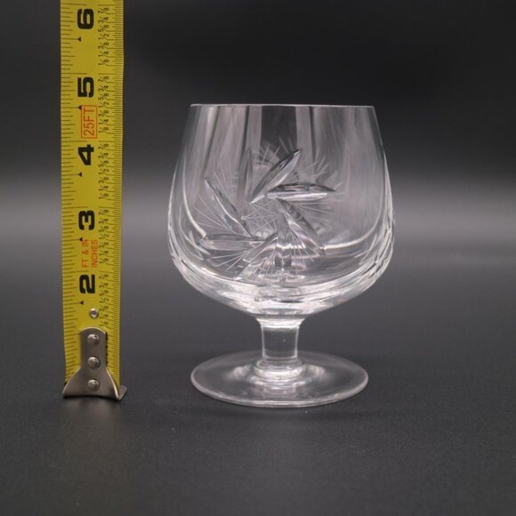 Vintage 5" Pinwheel Cut Crystal Brandy Snifter Goblet Hock - Set of 8 - Picture 9 of 12